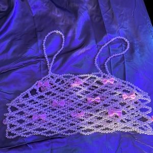 Handmade beaded coquette top🎀🤍